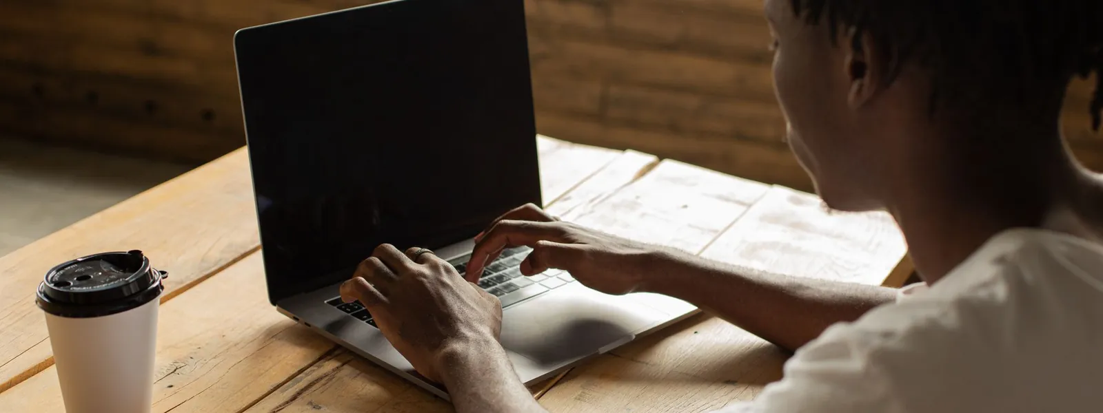 A person working at a laptop